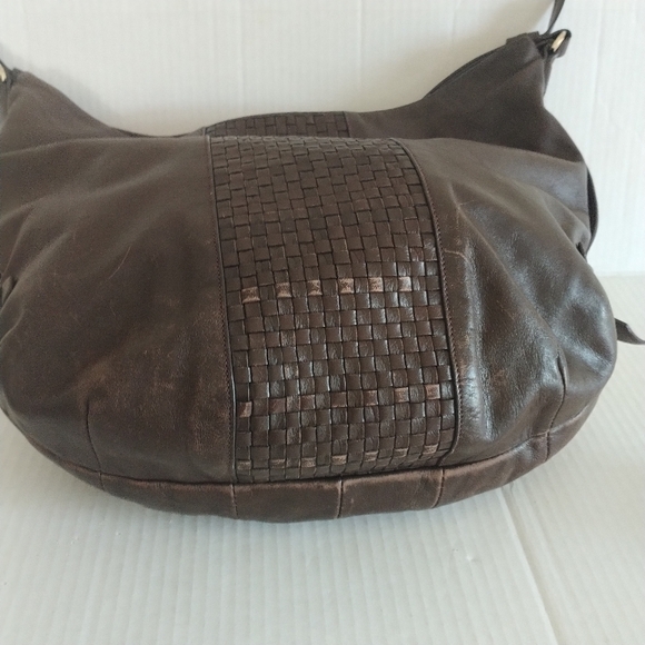 Cole Haan Bethany Weave Single Strap Leather Hobo Bag Chestnut Brown - Picture 9 of 12